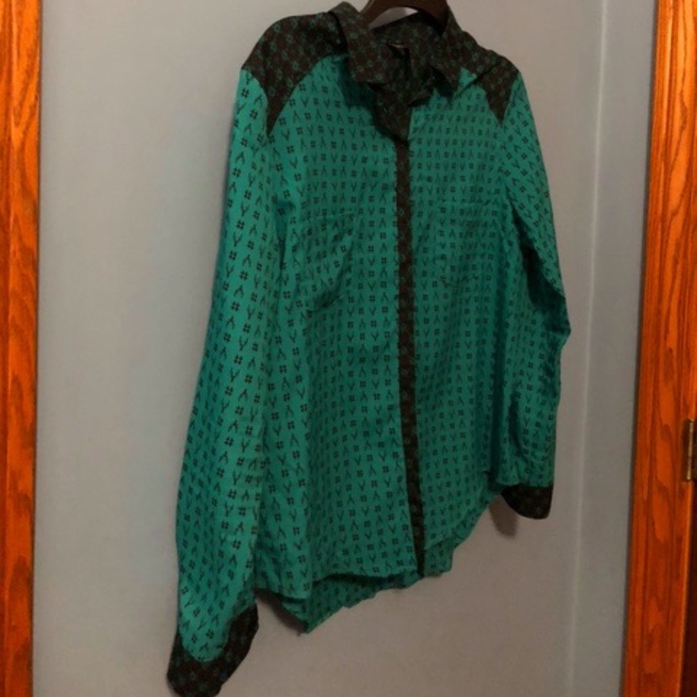 Button up print blouse